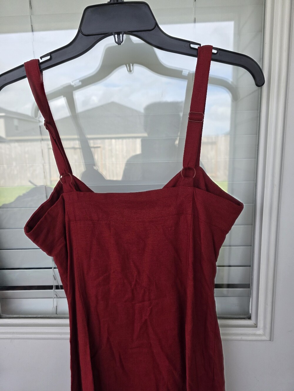 Fourteenth Place Red Midi Dress Sz XXS Gold Button Front Sleeveless Bodycon - Picture 9 of 10